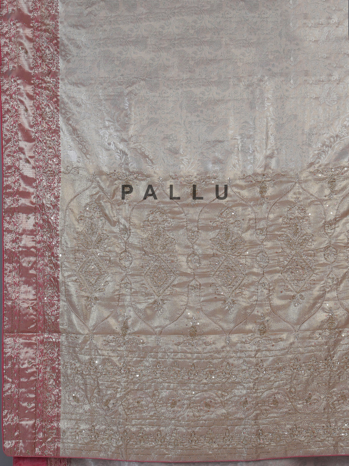 Beige kanjivaram tissue silk festive saree for women
