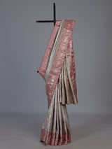 Beige kanjivaram tissue silk festive saree for women