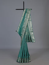 Rama green kanjivaram silk floral festive designer saree for women