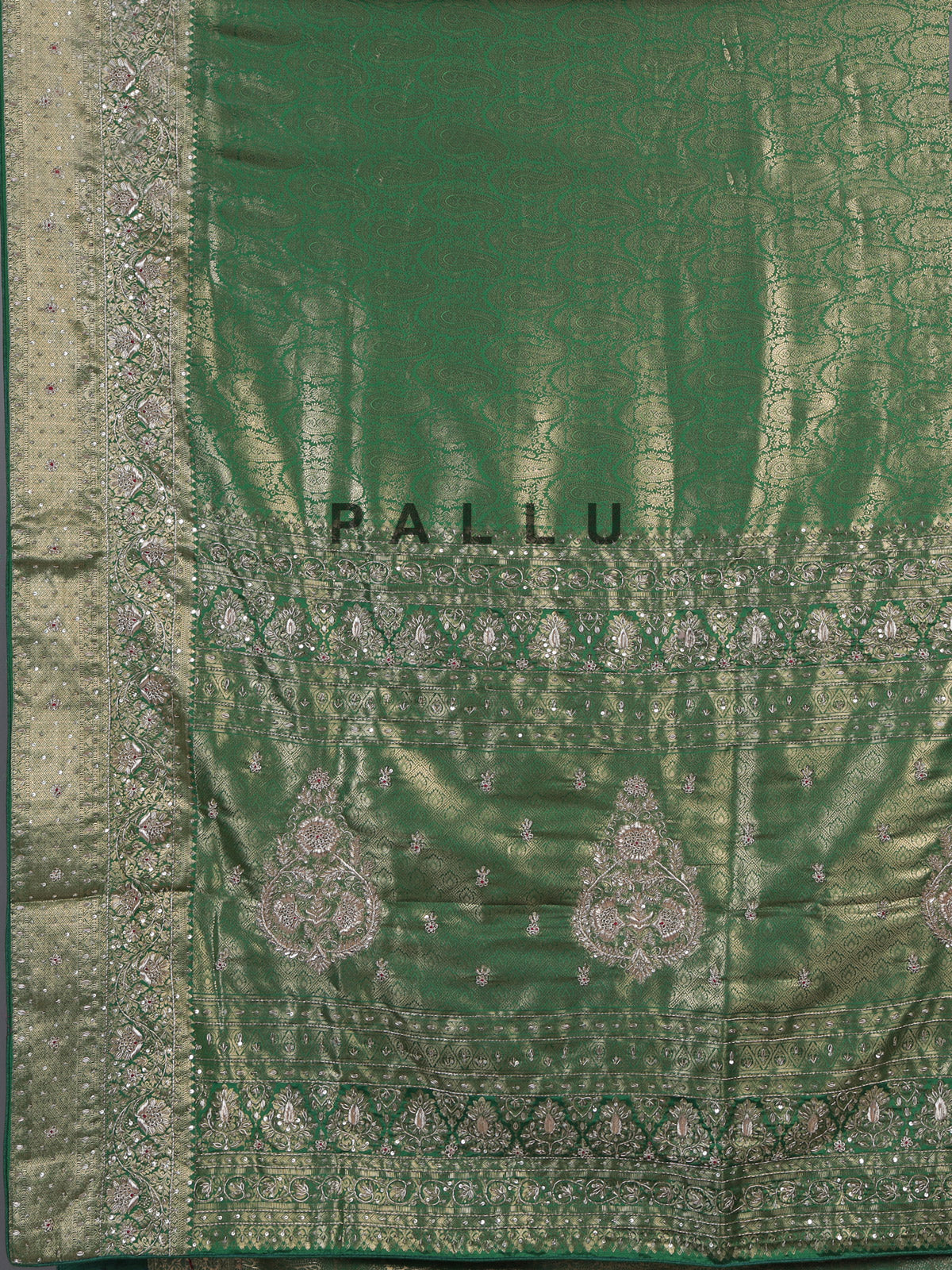 Green kanjivaram silk designer festive saree for women