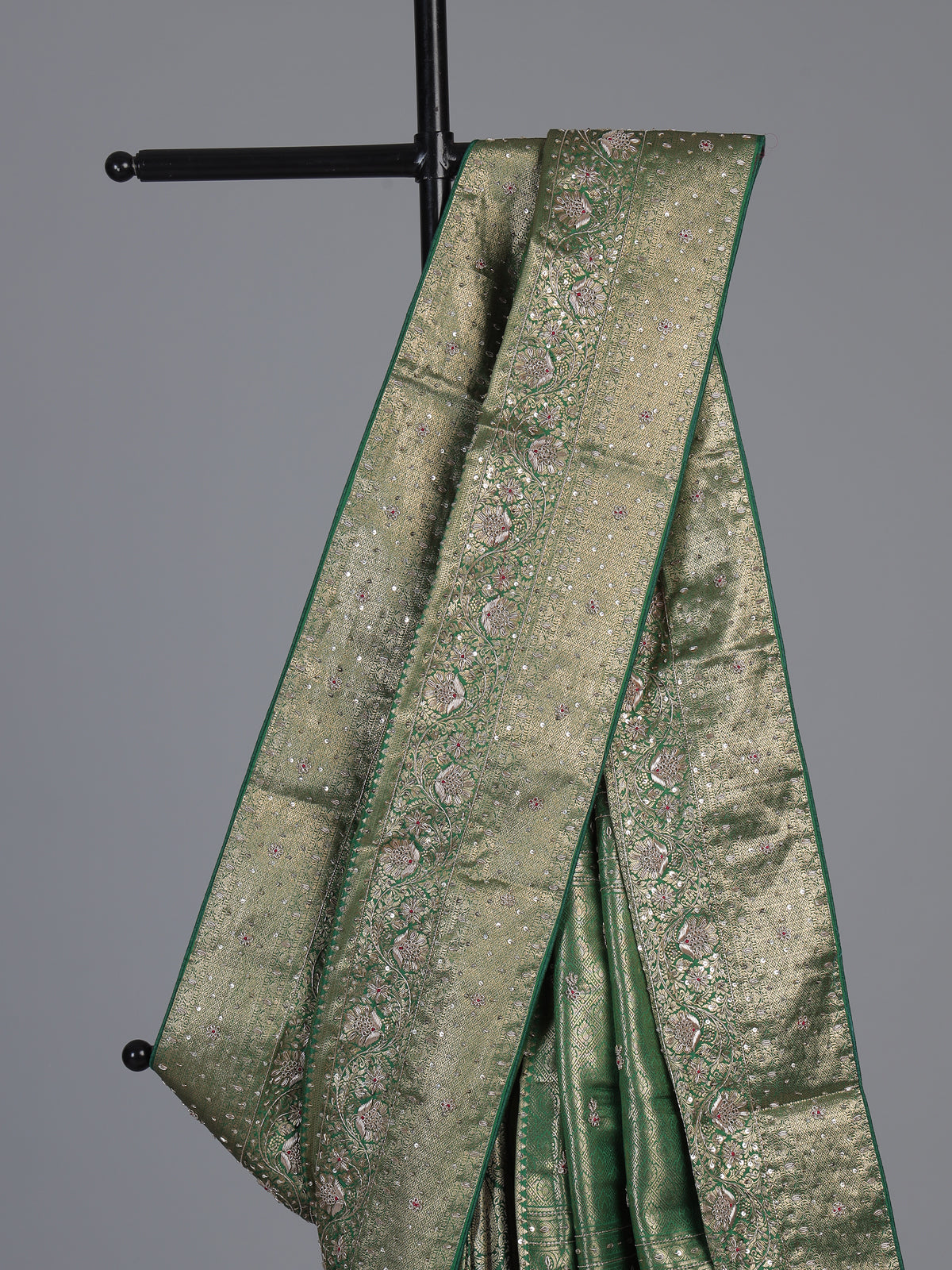 Green kanjivaram silk designer festive saree for women