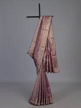Purple kanjivaram silk floral wedding saree for women