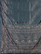 Teal blue kanjivaram silk floral designer festive saree