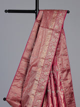 Rani pink kanjivaram silk floral festive saree for women