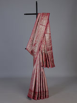 Rani pink kanjivaram silk floral festive designer saree