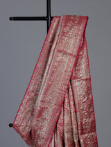 Rani pink kanjivaram silk floral festive designer saree