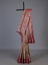 Golden kanjivaram silk contrast pallu festive wedding saree