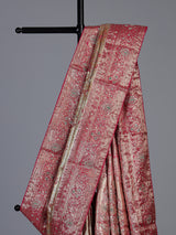 Golden kanjivaram silk contrast pallu festive wedding saree