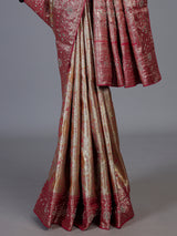 Golden kanjivaram silk contrast pallu festive wedding saree