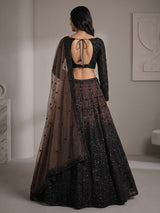 Black soft net designer lehenga choli with dupatta