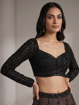Black soft net designer lehenga choli with dupatta