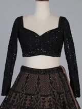 Black soft net designer lehenga choli with dupatta
