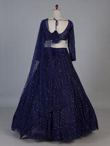 Royal blue designer net lehenga choli with elegant dupatta