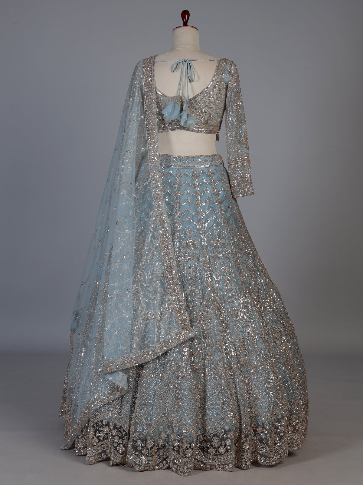 Sky blue designer net lehenga choli with dupatta