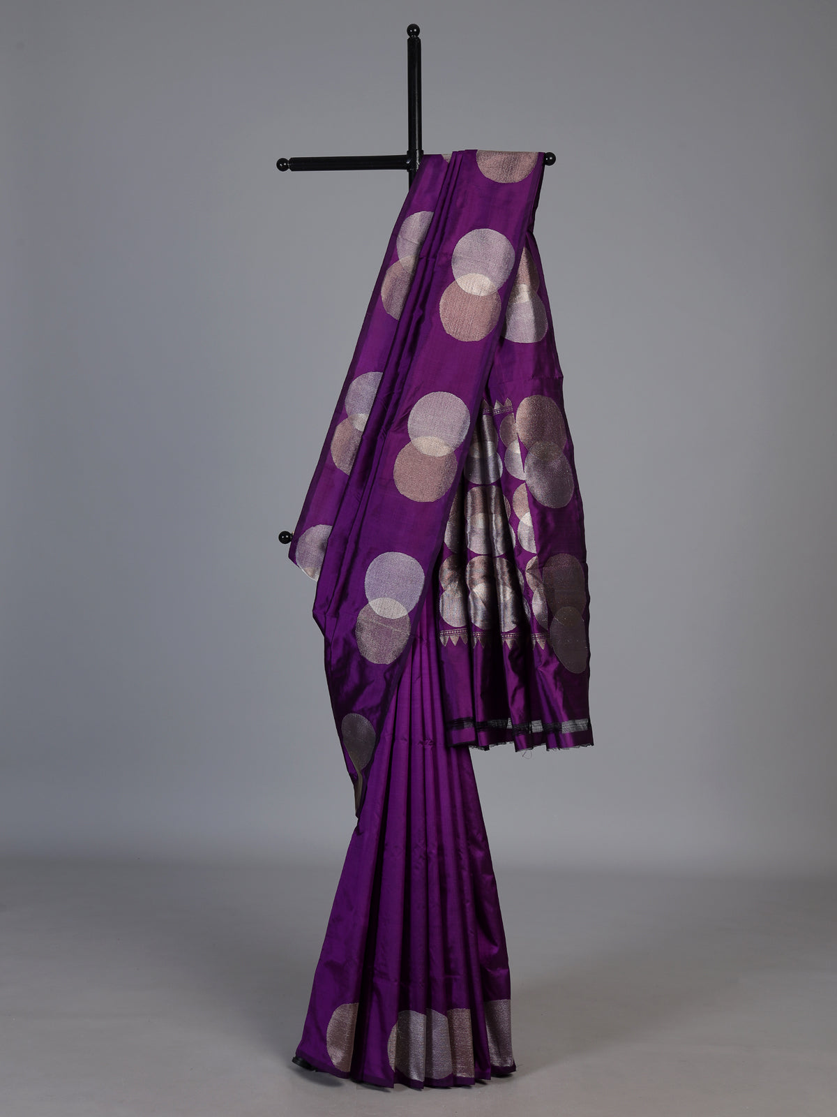 Purple soft silk saree with rich zari border design