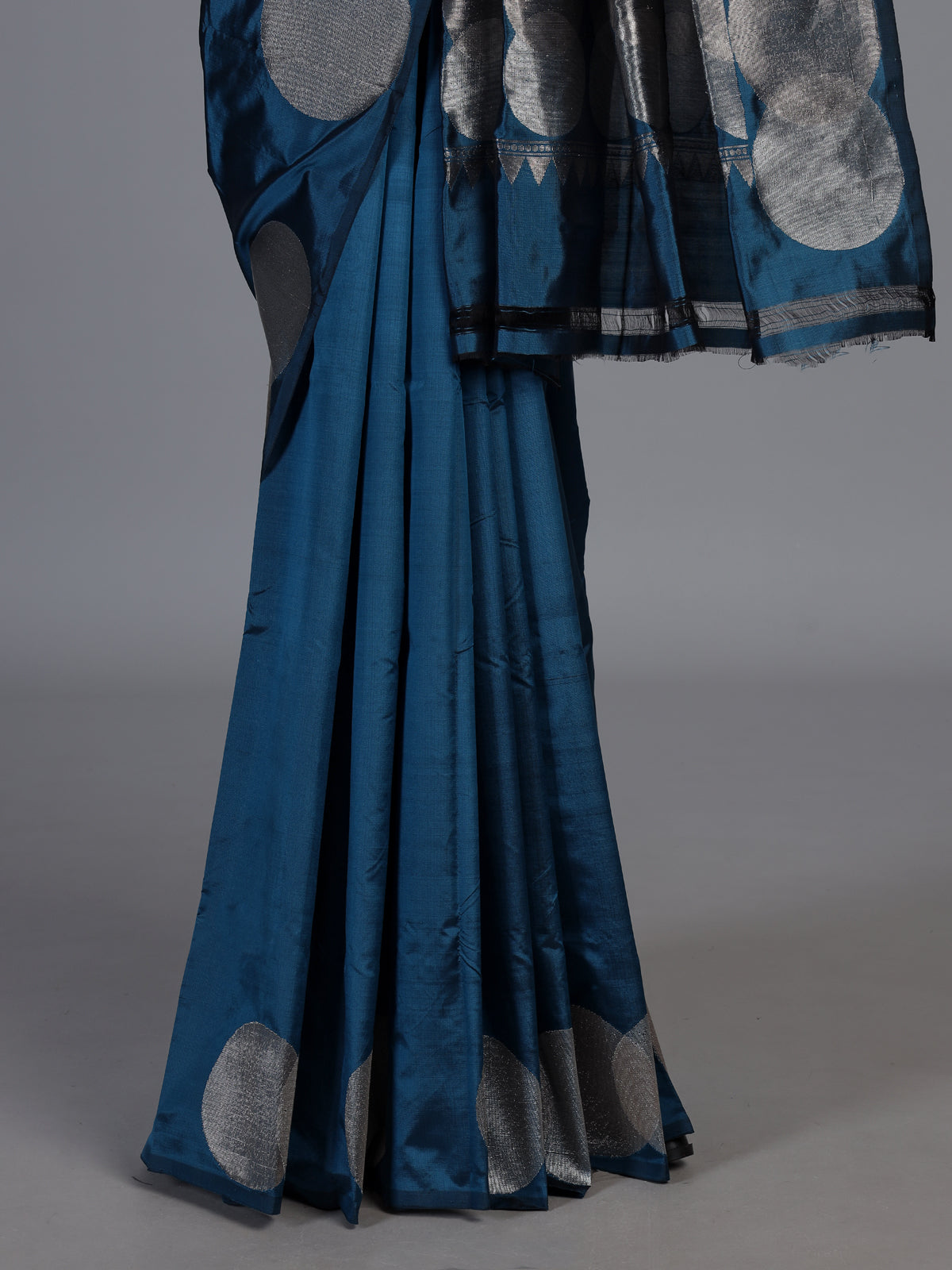 Blue soft silk saree with elegant zari border and pallu