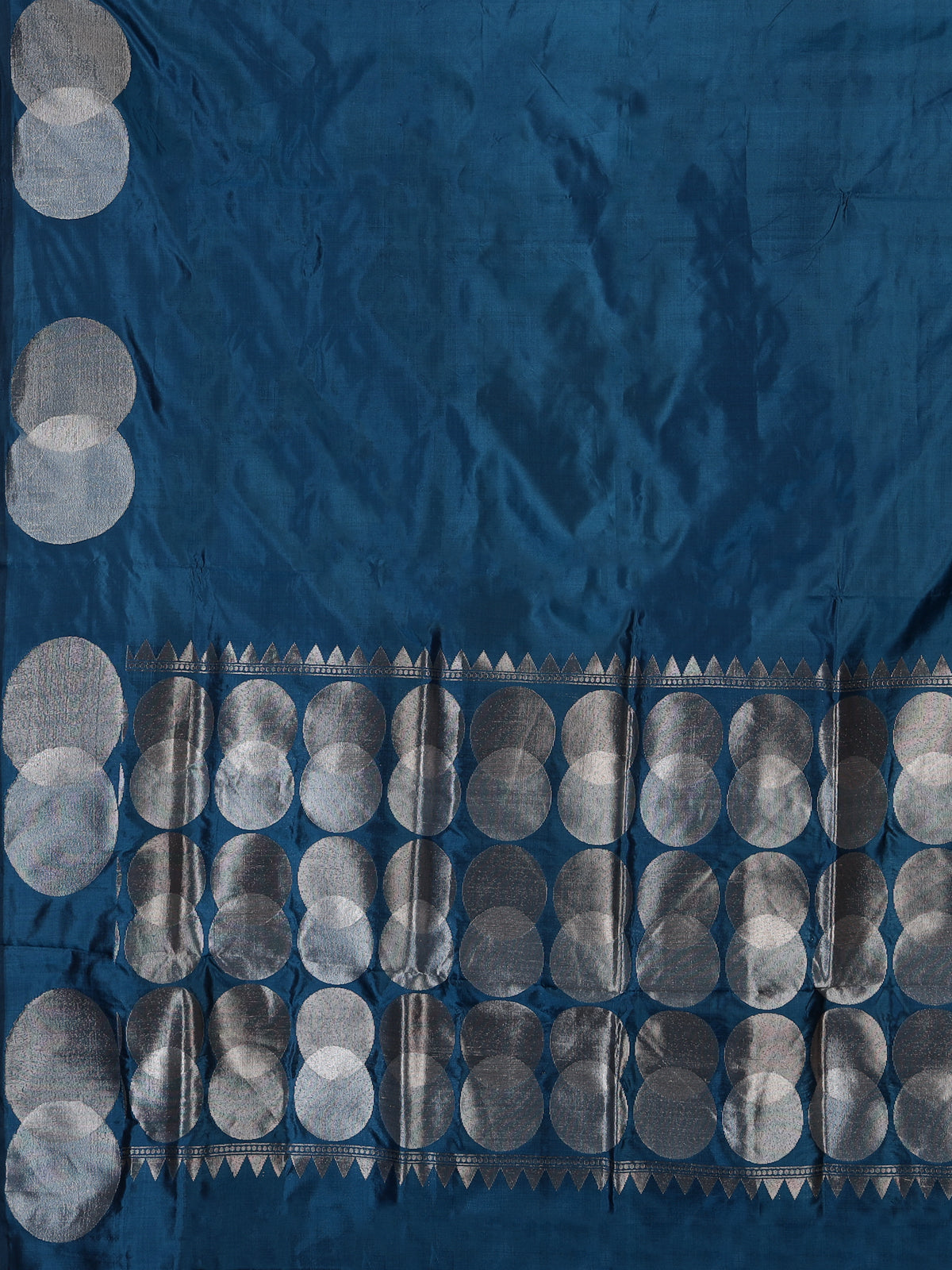 Blue soft silk saree with elegant zari border and pallu