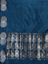 Blue soft silk saree with elegant zari border and pallu