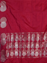 Rani pink soft silk saree with designer zari border pallu