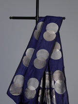 Navy blue soft silk saree with rich zari border elegance