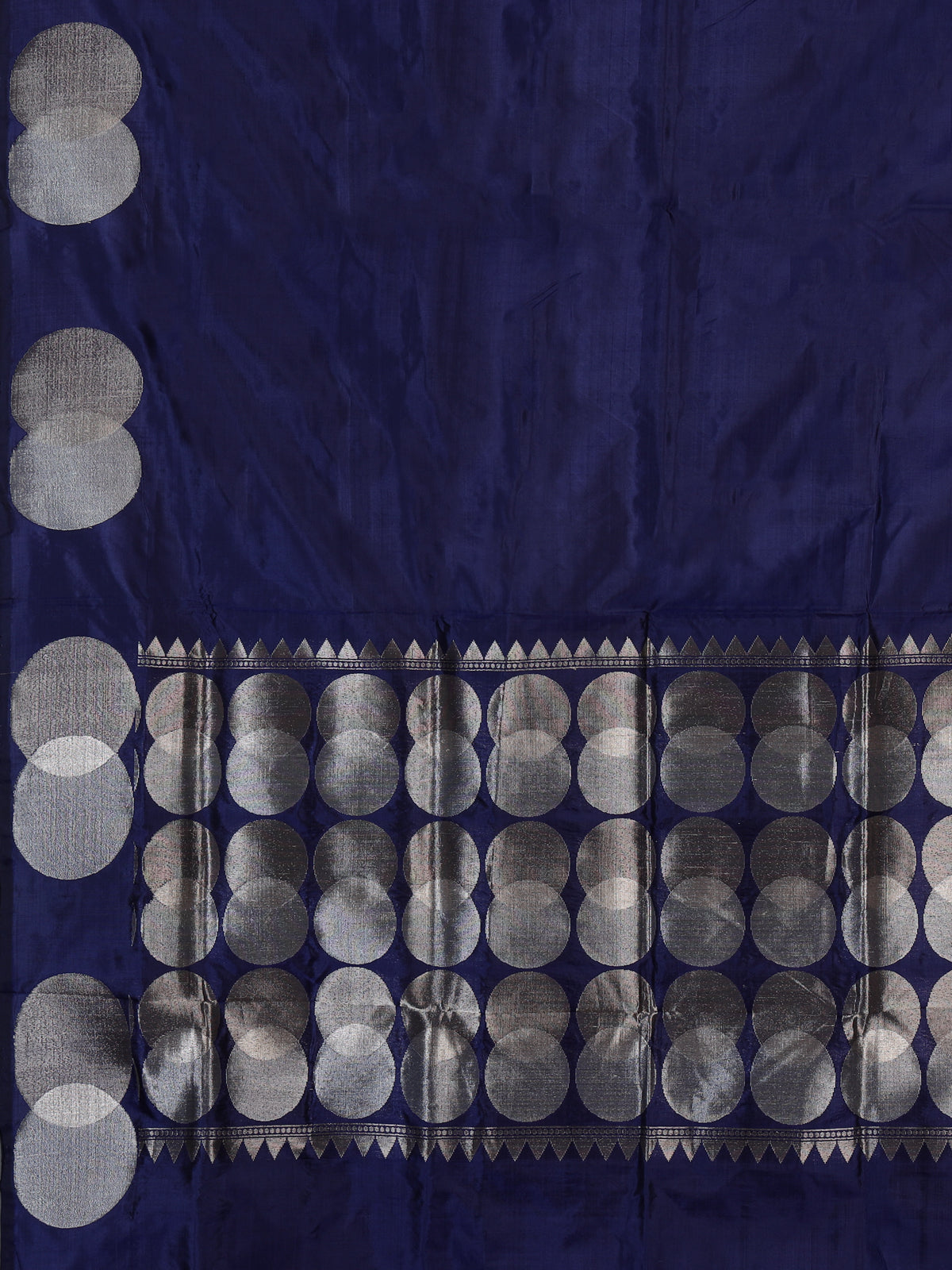 Navy blue soft silk saree with rich zari border elegance