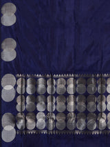 Navy blue soft silk saree with rich zari border elegance