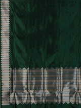 Green satin silk saree with luxurious zari border and pallu