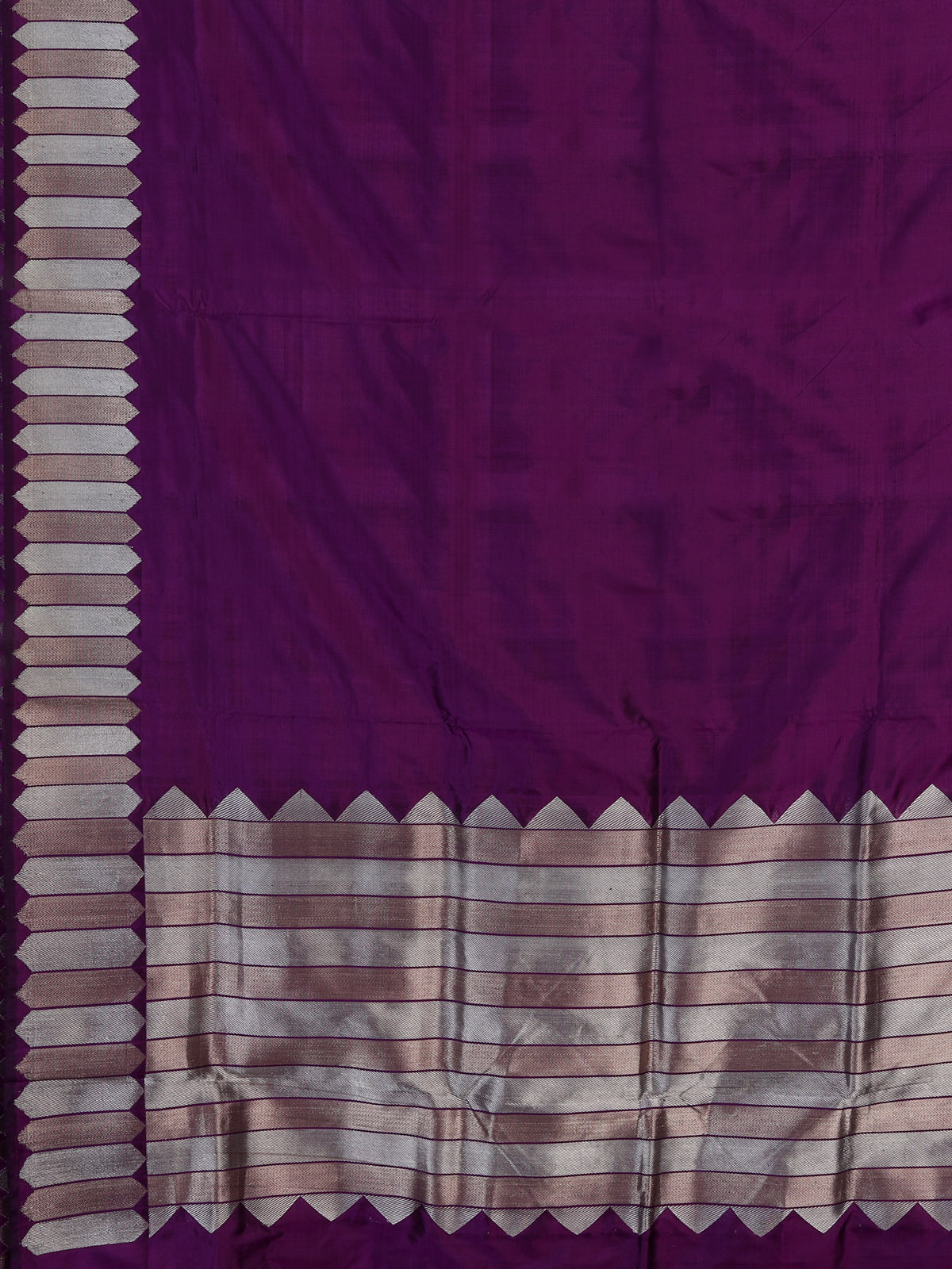 Purple satin silk saree with traditional zari border design
