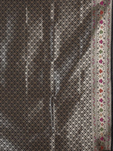 Black paithani silk saree with floral motifs and zari work