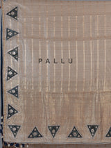 Beige tusser silk saree with regal zardosi embellishments