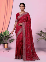Rani pink pure hyderabadi patola silk designer festive saree