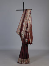 Maroon paithani silk saree with floral zari border elegance