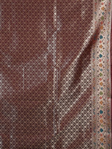 Maroon paithani silk saree with floral zari border elegance