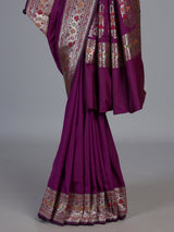 Purple paithani silk saree with elegant floral zari motifs