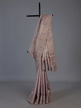 Pastel pink tissue silk saree with kolkata handwork elegance