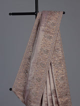 Pastel pink tissue silk saree with kolkata handwork elegance