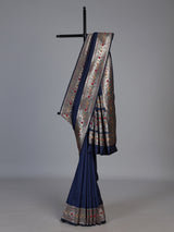 Navy paithani silk saree with floral zari woven elegance