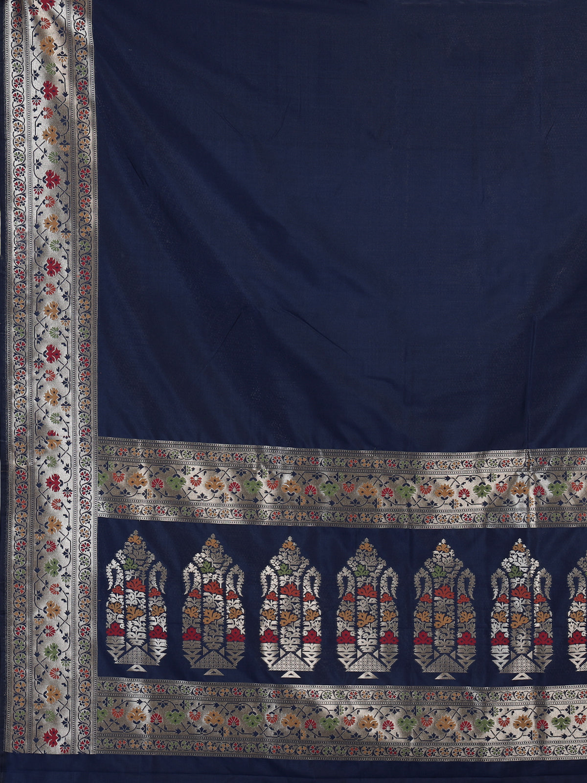 Navy paithani silk saree with floral zari woven elegance