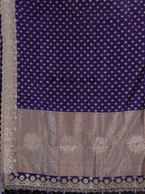 Blue banarasi silk saree with elegant butti and handwork design