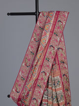 Rani pink tissue patola silk saree with bird motifs