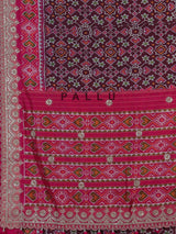 Wine Hyderabadi patola silk saree with rich hand work