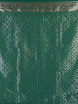 Green banarasi silk saree with floral butti zari work