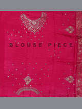 Rani pink dola satin silk bandhej printed festive saree