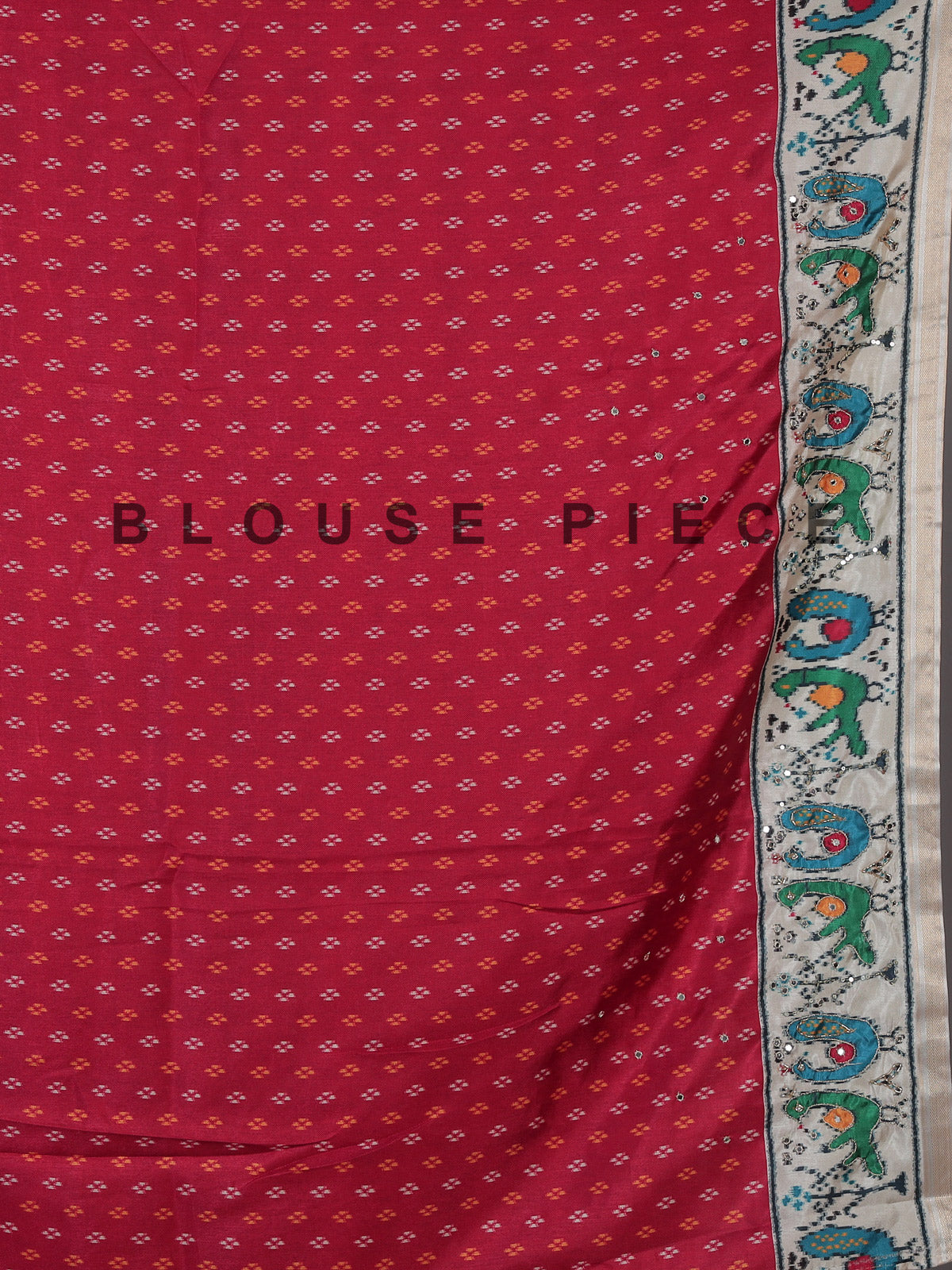 Black and red patola silk saree with bird motifs