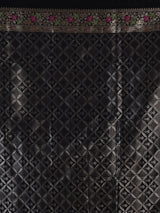 Black banarasi silk saree with floral butti zari elegance