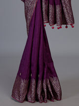 Purple dola silk saree with elegant butti pallu design