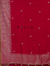 Red dola silk saree with traditional butti pallu work