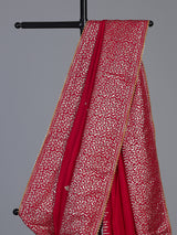 Red dola silk saree with traditional butti pallu work