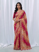 Rani pink rankat dola silk printed designer festive saree