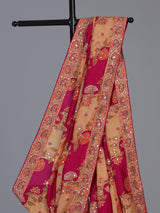 Rani pink rankat dola silk printed designer festive saree